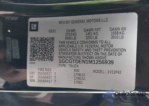 2021 Chevrolet Colorado 4Wd Short Box Z71 from USA, damaged, VIN 1GCGTDEN1M1256939